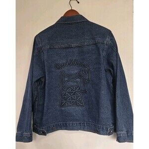Vtg Tyca Mens Size L Embossed Blue Denim Trucker Jacket Quilter Retro Y2K